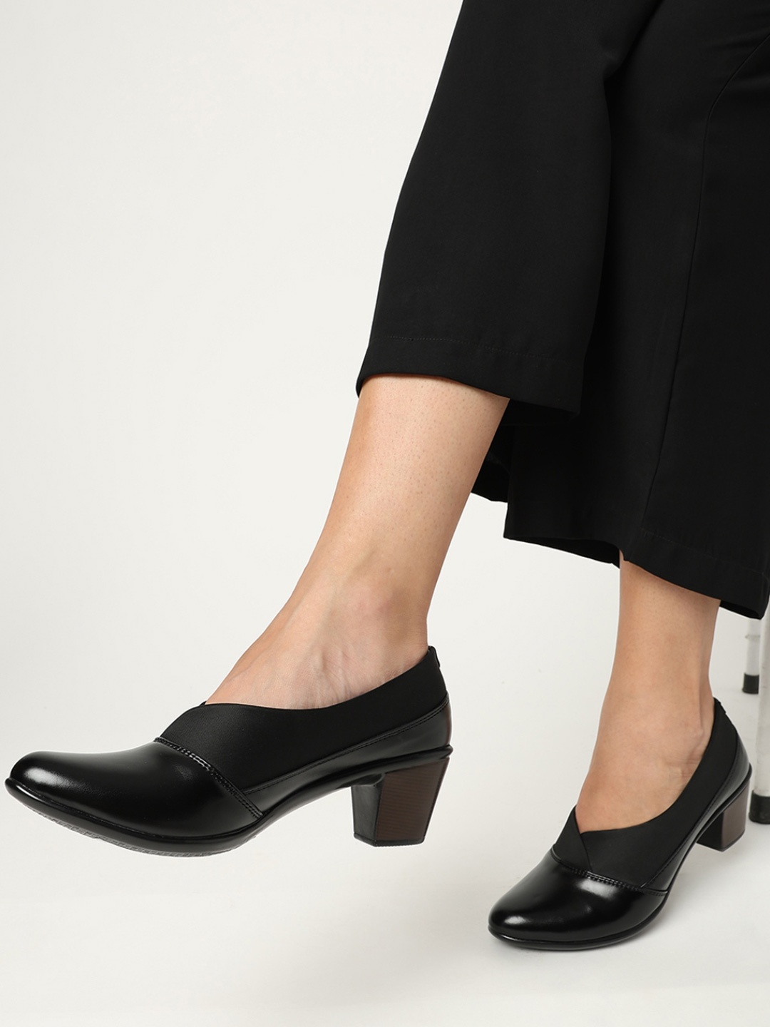 

Marc Loire Round Toe Block Heeled Pumps, Black