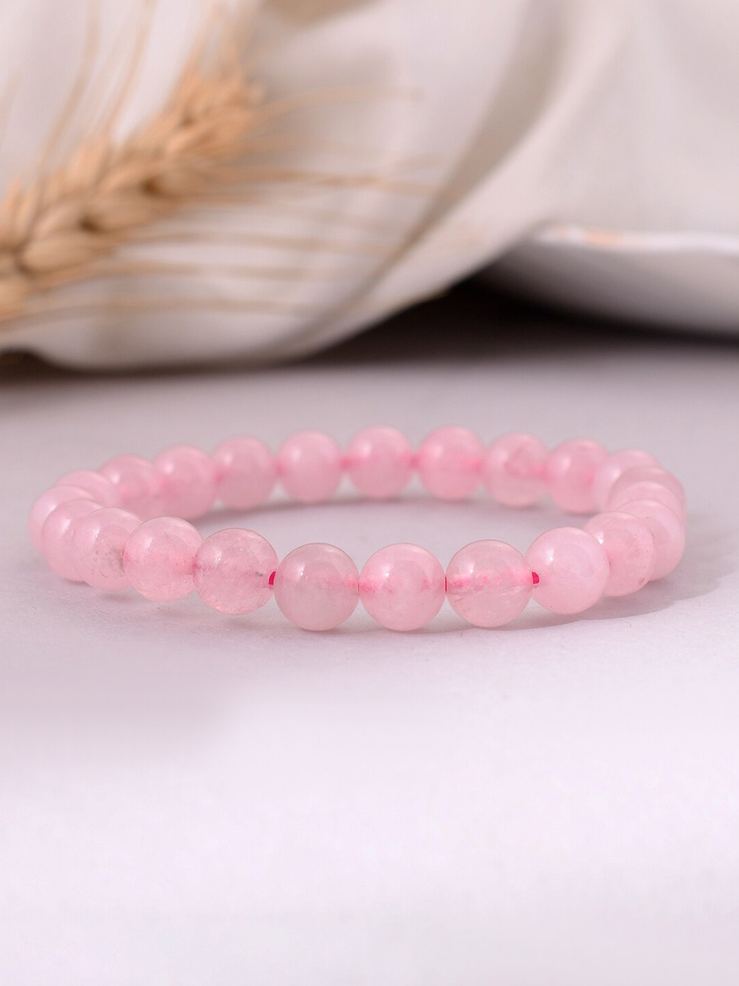 

Silvermerc Designs Women Brass Onyx Beaded Bracelet, Pink