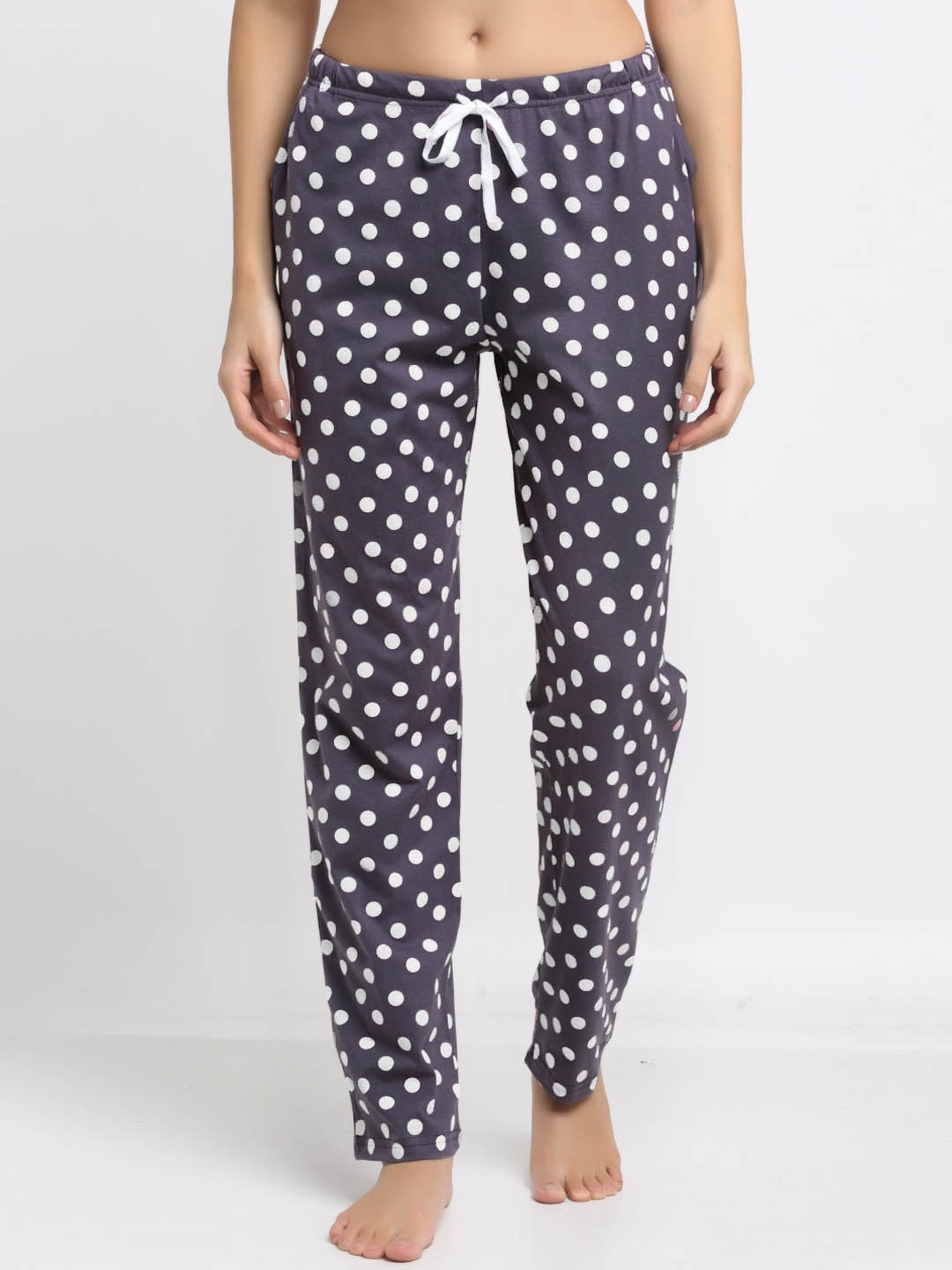 

Kanvin Women Printed Mid-Rise Pure Cotton Lounge Pants, Purple