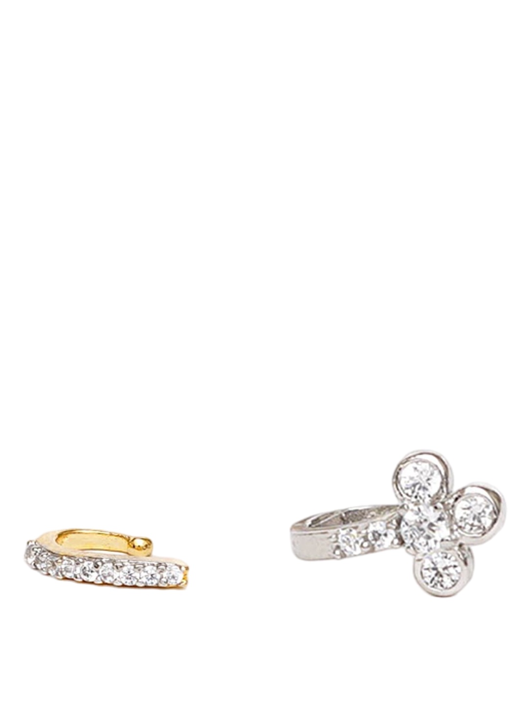 

Mali Fionna Set Of 2 Silver-Plated Stone Studded Ring Nosepin