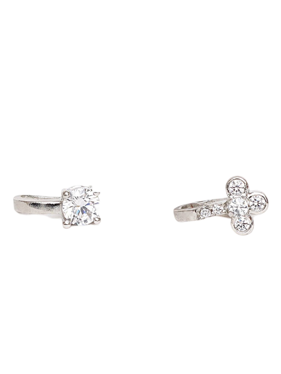 

Mali Fionna Set Of 2 Silver-Plated Stone Studded Ring Nosepin