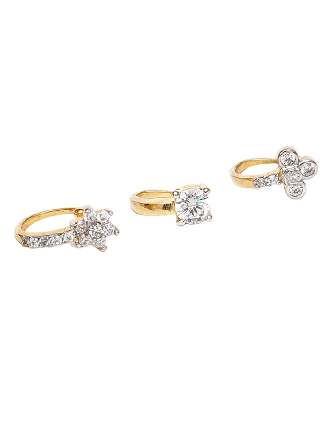 

Mali Fionna Set Of 3 Gold-Plated Stones Studded & Beaded Ring Nosepin