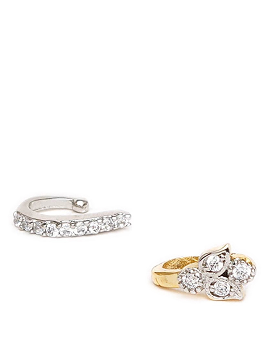 

Mali Fionna Set Of 2 Gold-Plated Stones Studded & Beaded Ring Nosepin