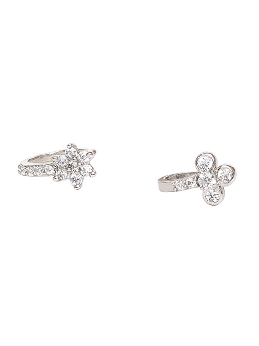 

Mali Fionna Set Of 2 Silver-Plated Stone Studded Ring Nosepin