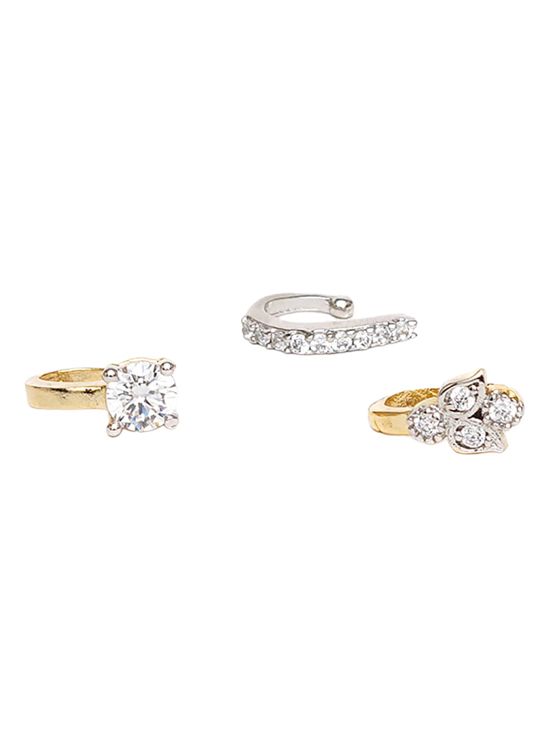 

Mali Fionna Set Of 3 Gold-Plated Stones Studded & Beaded Ring Nosepin