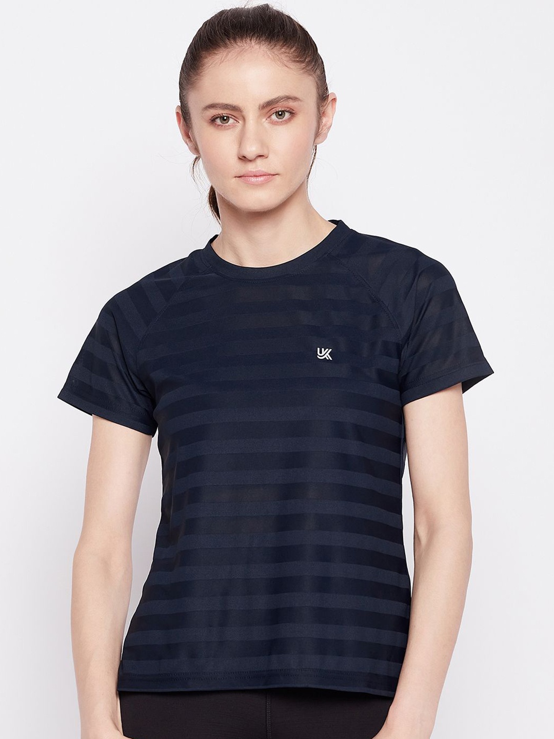 

URKNIT Women Striped T-shirt, Navy blue