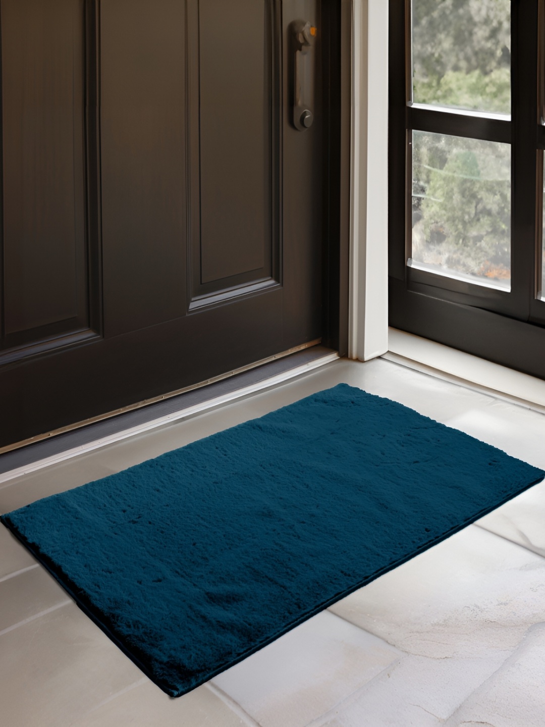

HOMEMONDE Blue Shaggy Anti-Skid Rectangular Carpet