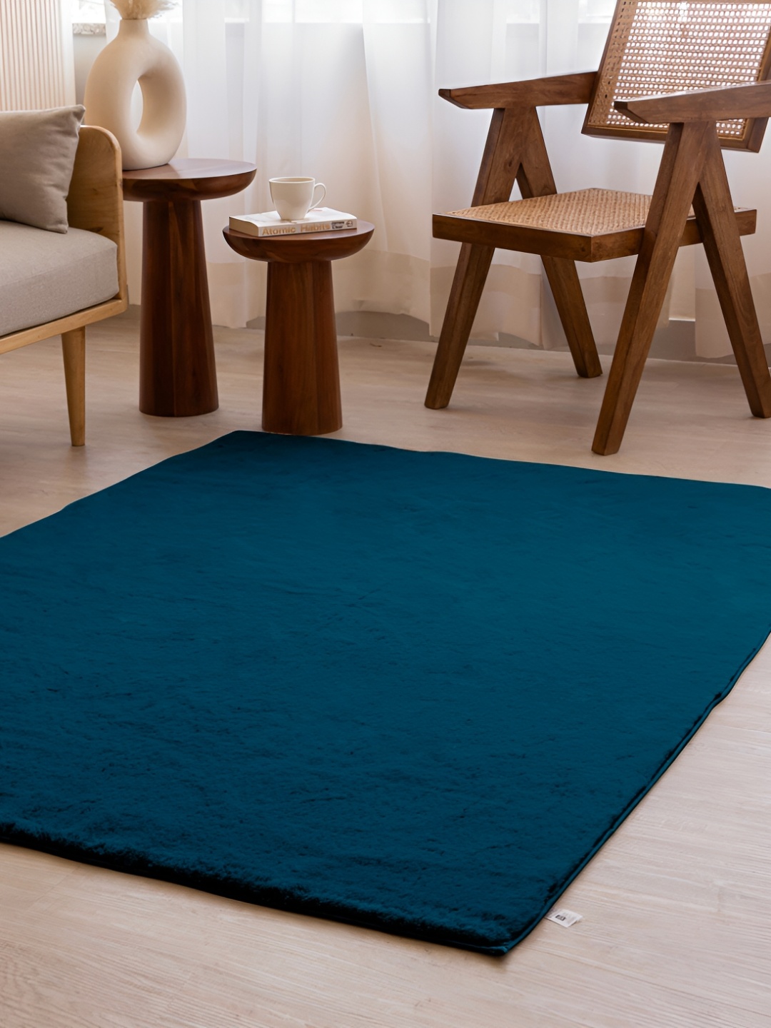 

HOMEMONDE Blue Shaggy Anti-Skid Rectangular Carpet