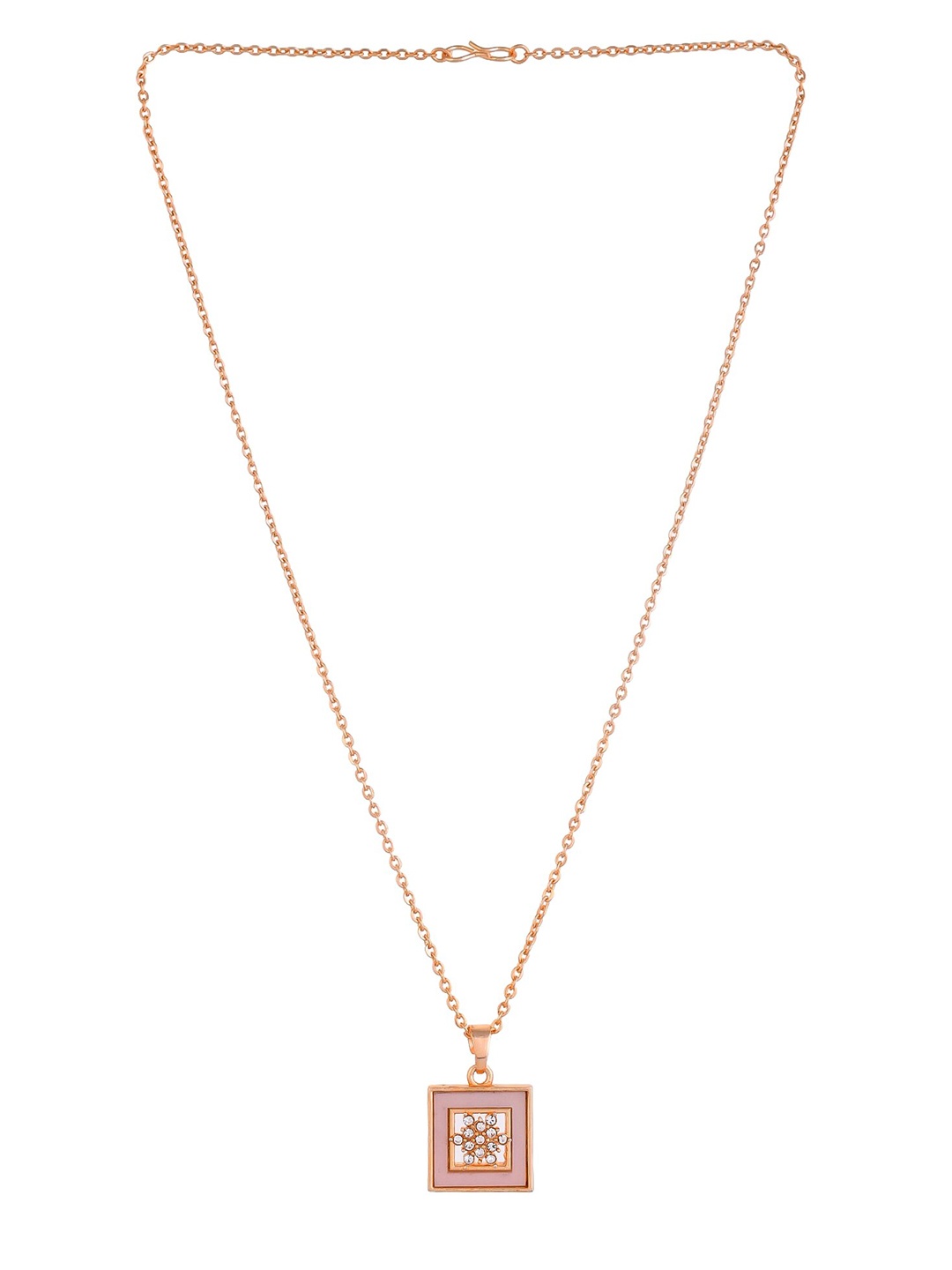 

Silvermerc Designs Rose Gold-Plated CZ Studded Pendant With Chain
