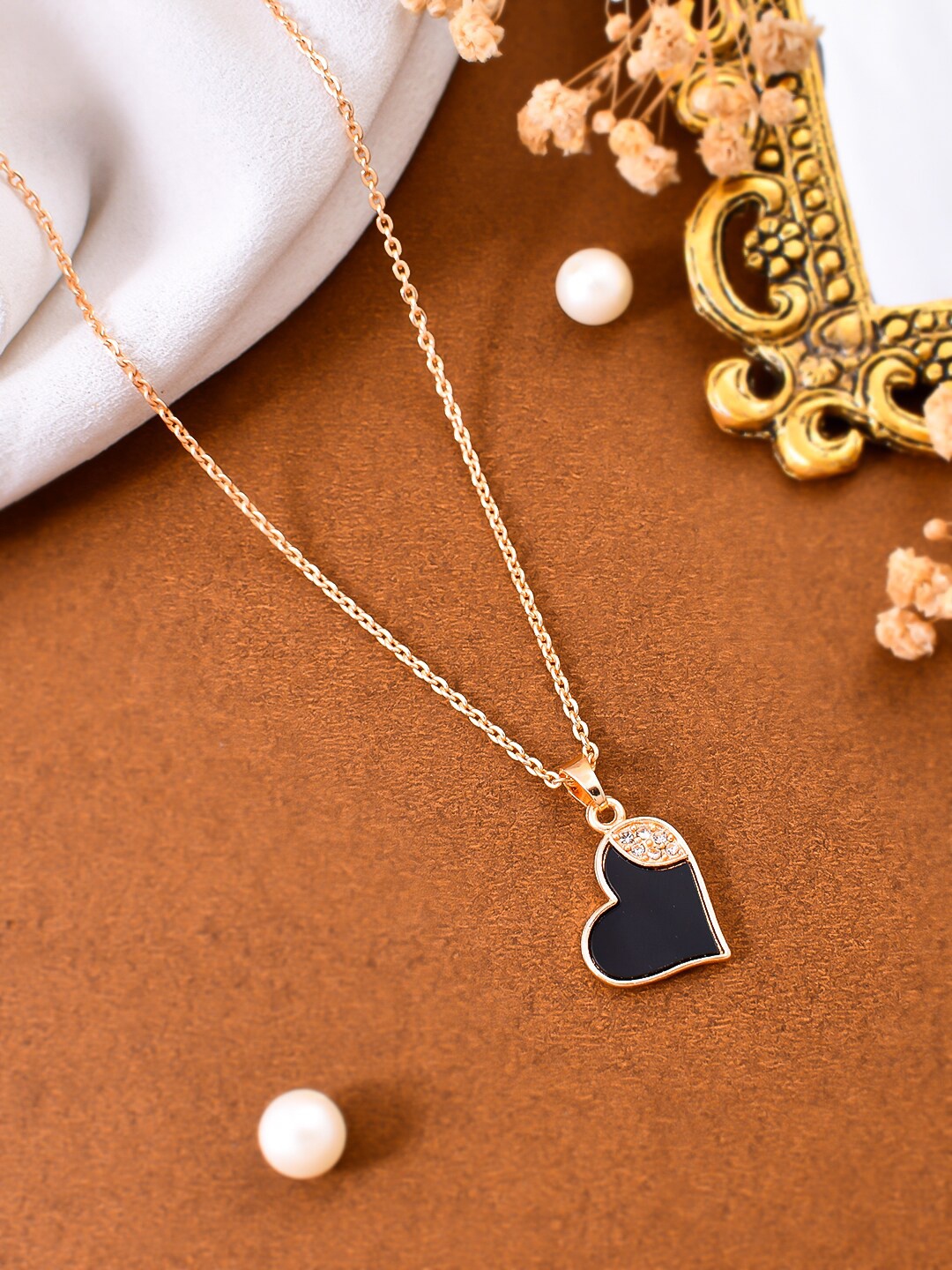 

Silvermerc Designs Gold-Plated Heart Shaped Pendants with Chains, Rose gold