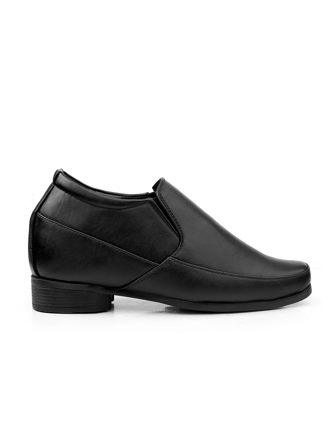 

Bxxy Men Round Toe 3 Inch Hidden Elevator Formal Slip-on Shoes, Black