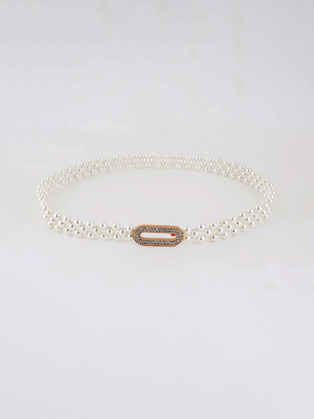 

Style Shoes Women Beaded Stretchable Belt, White