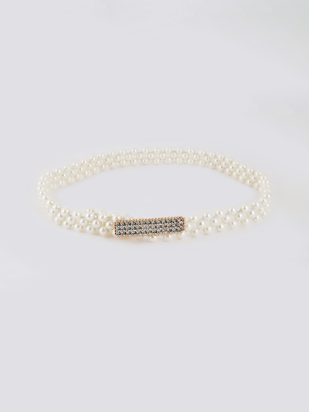

Style Shoes Women Beaded Stretchable Belt, White