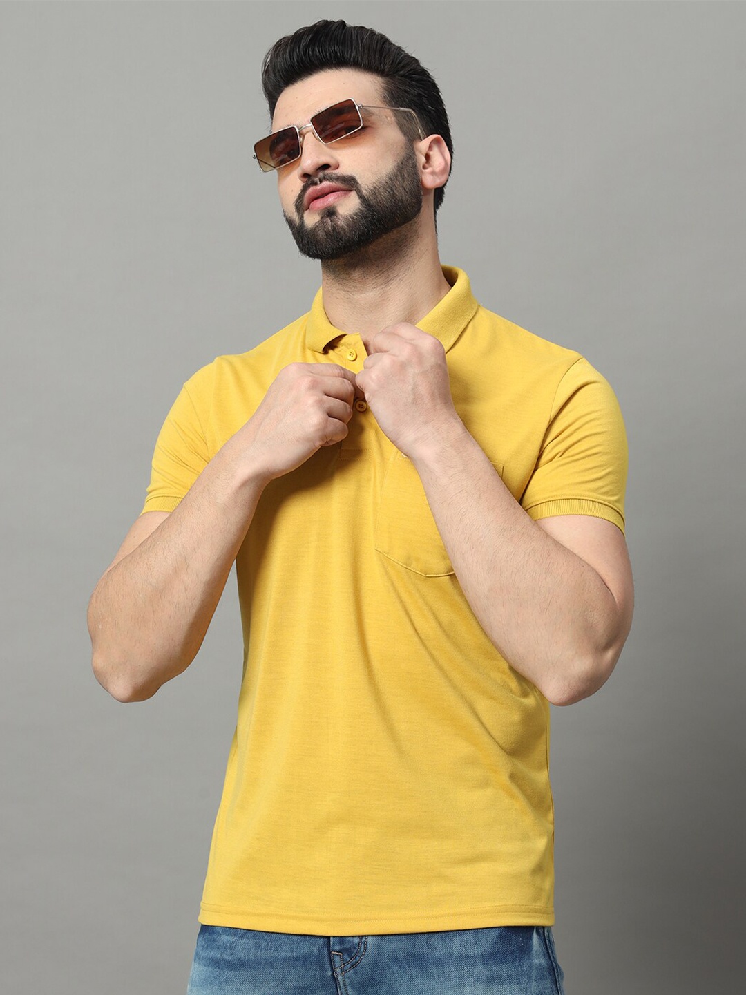 

OGEN Polo Collar Short Sleeves T-shirt, Yellow