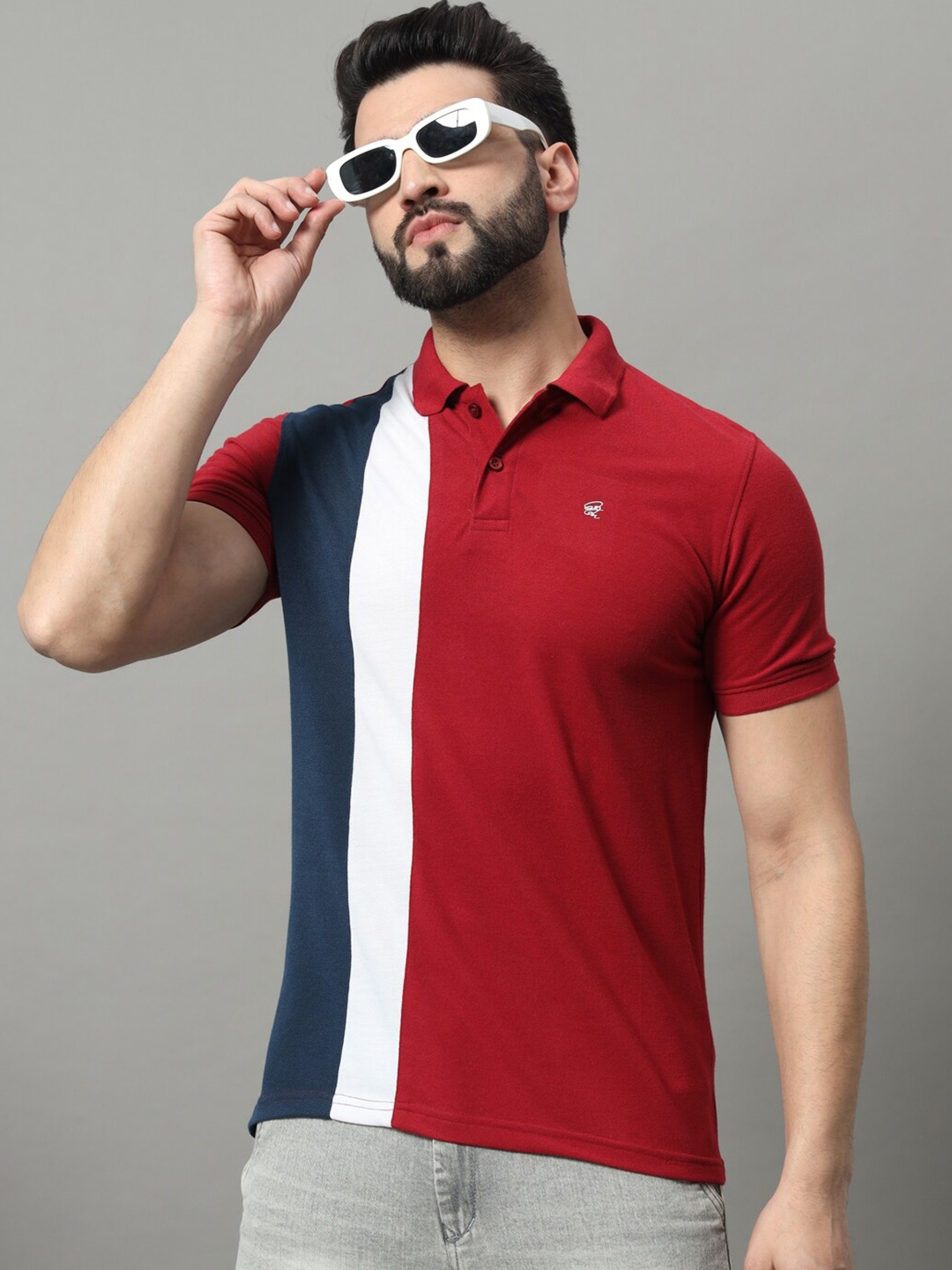 

OGEN Men Polo Collar T-shirt, Maroon