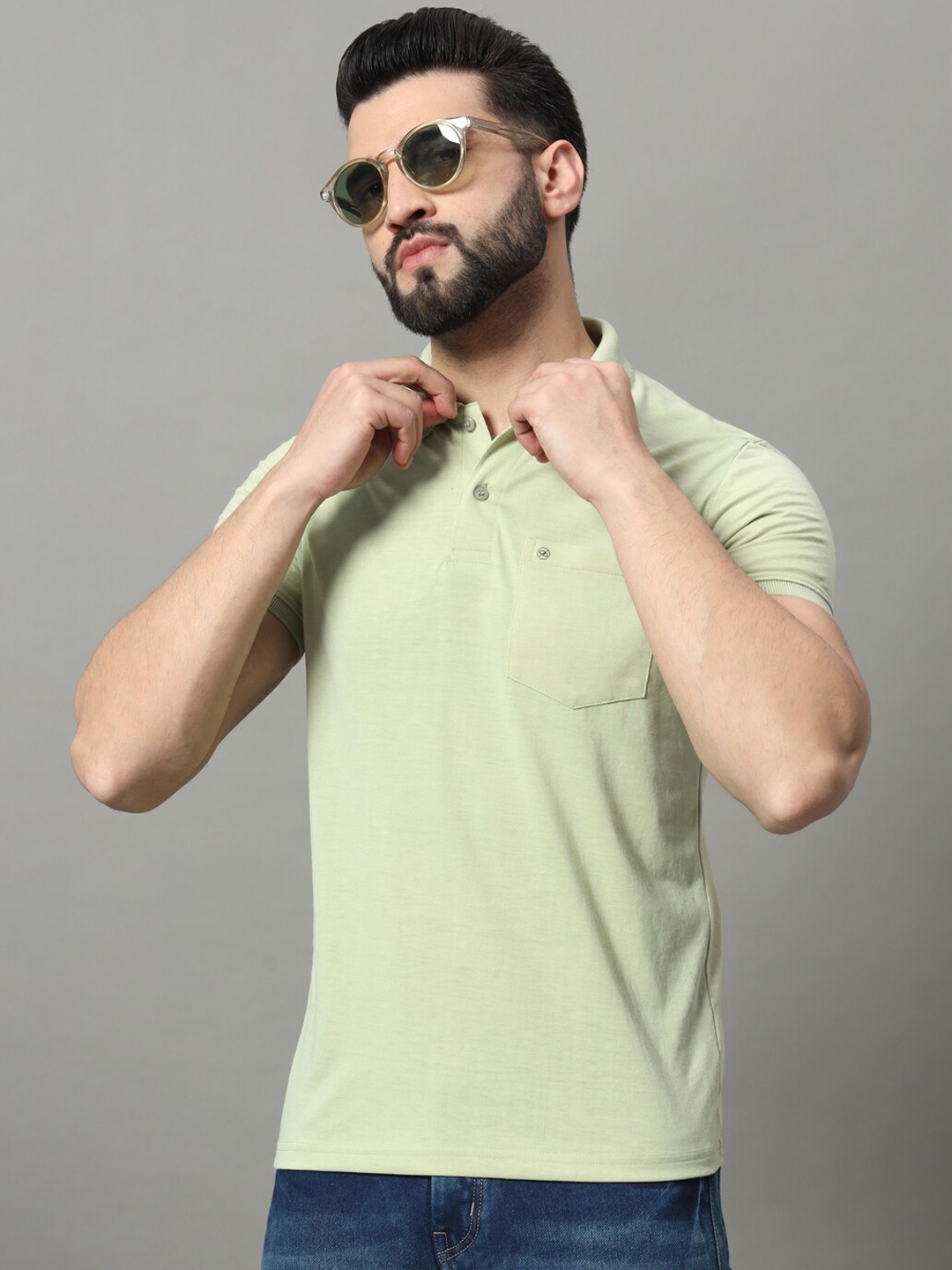 

OGEN Polo Collar Short Sleeves T-shirt, Lime green