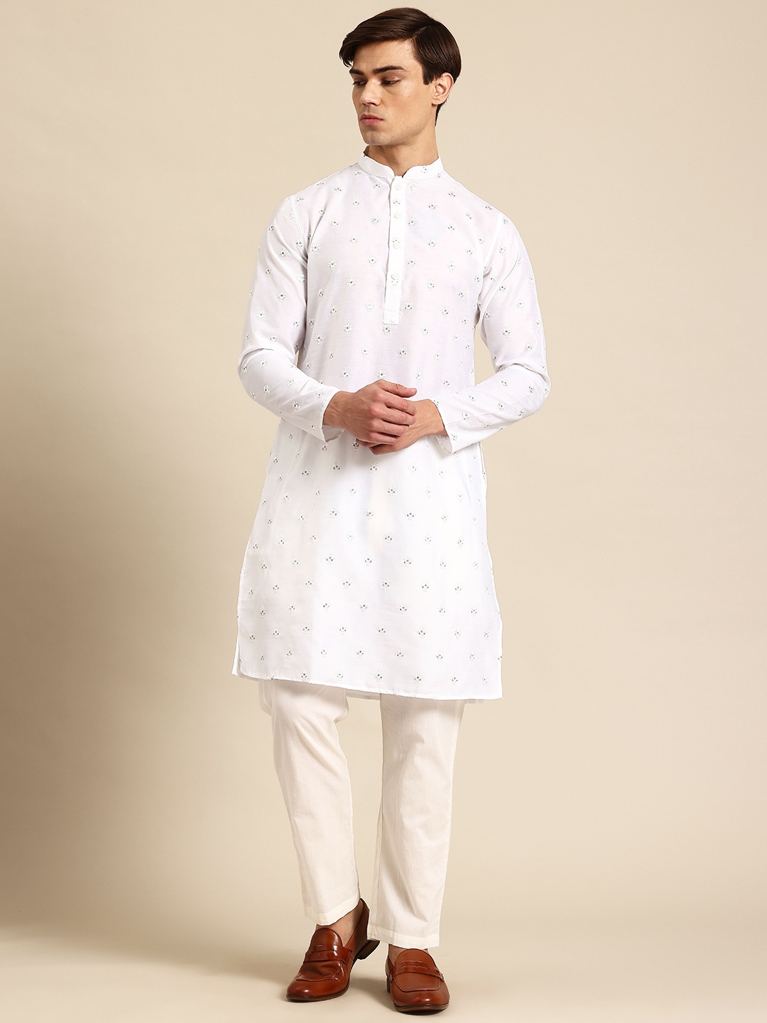 

Sayisha Men Ethnic Motifs Embroidered Sequinned Kurta, White