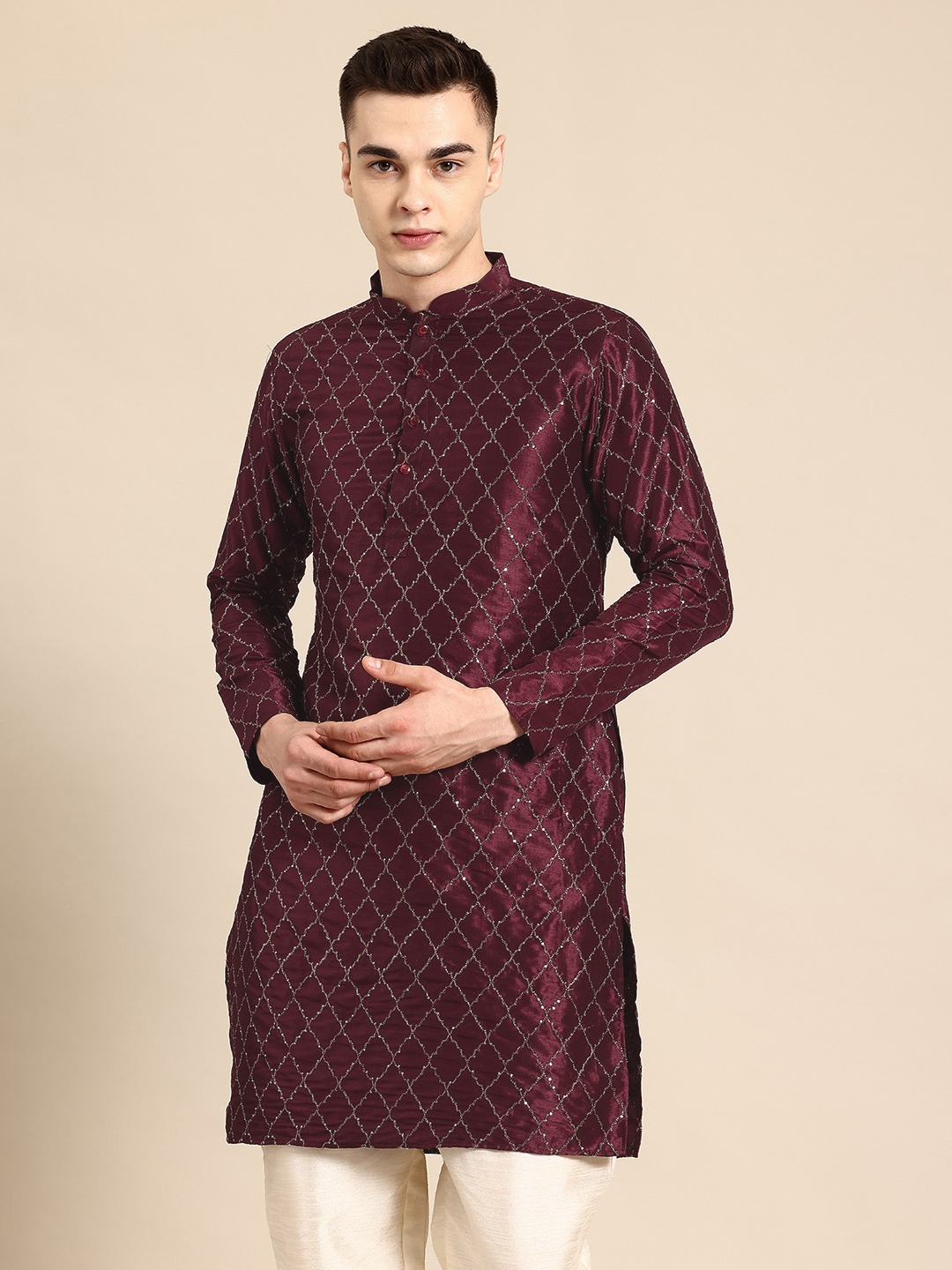 

Sayisha Men Embroidered Sequinned Kurta, Maroon