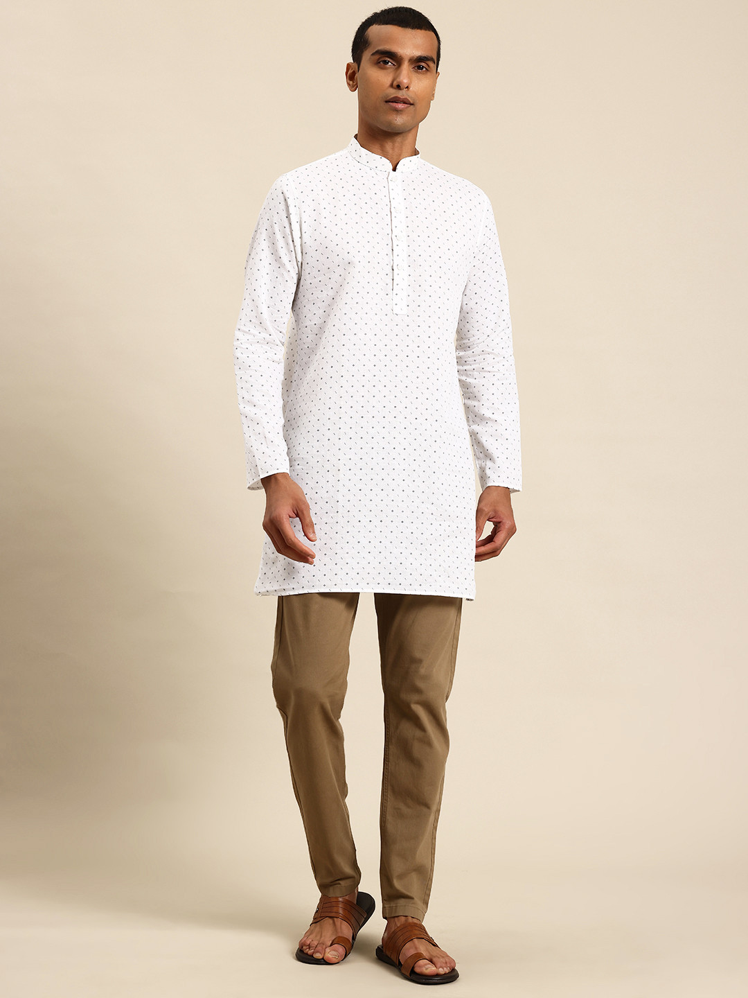 

Sayisha Men Abstract Printed Straight Kurta, White