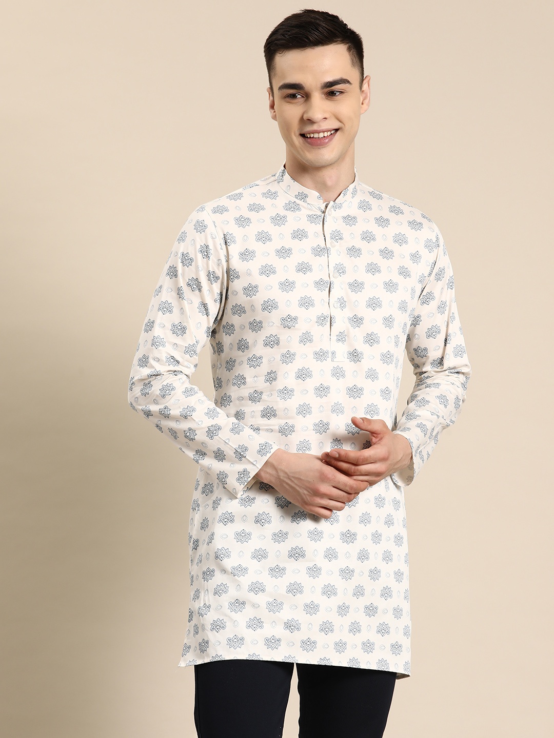 

Sayisha Men Ethnic Motifs Printed Straight Kurta, White