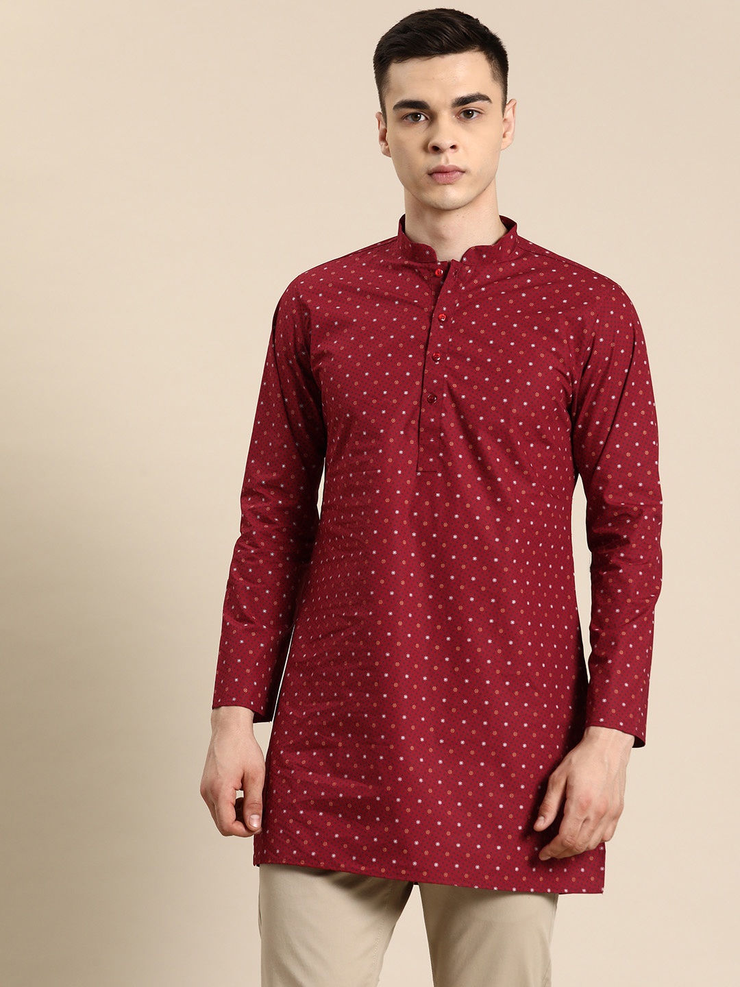 

Sayisha Men Ethnic Motifs Printed Kurta, Maroon