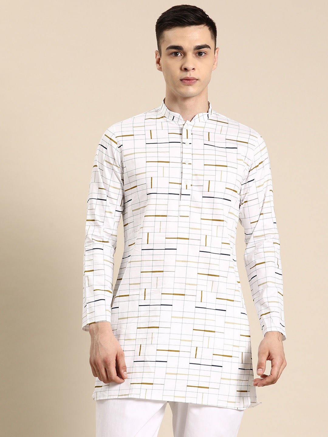 

Sayisha Men Geometric Printed Straight Kurta, White