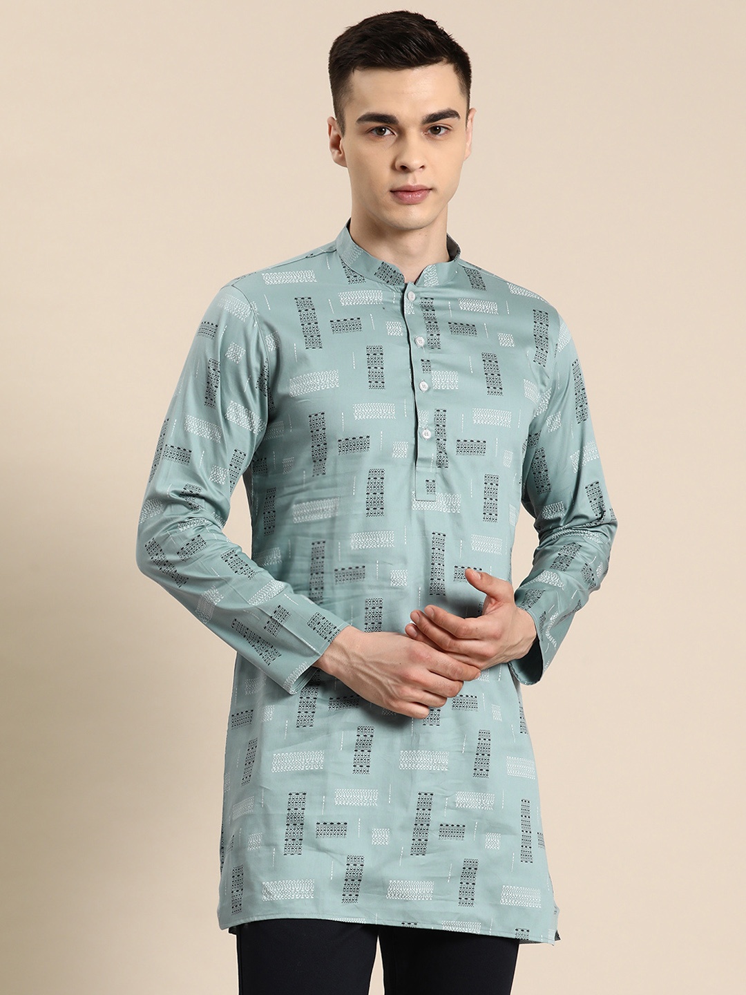 

Sayisha Men Abstract Printed Straight Kurta, Blue