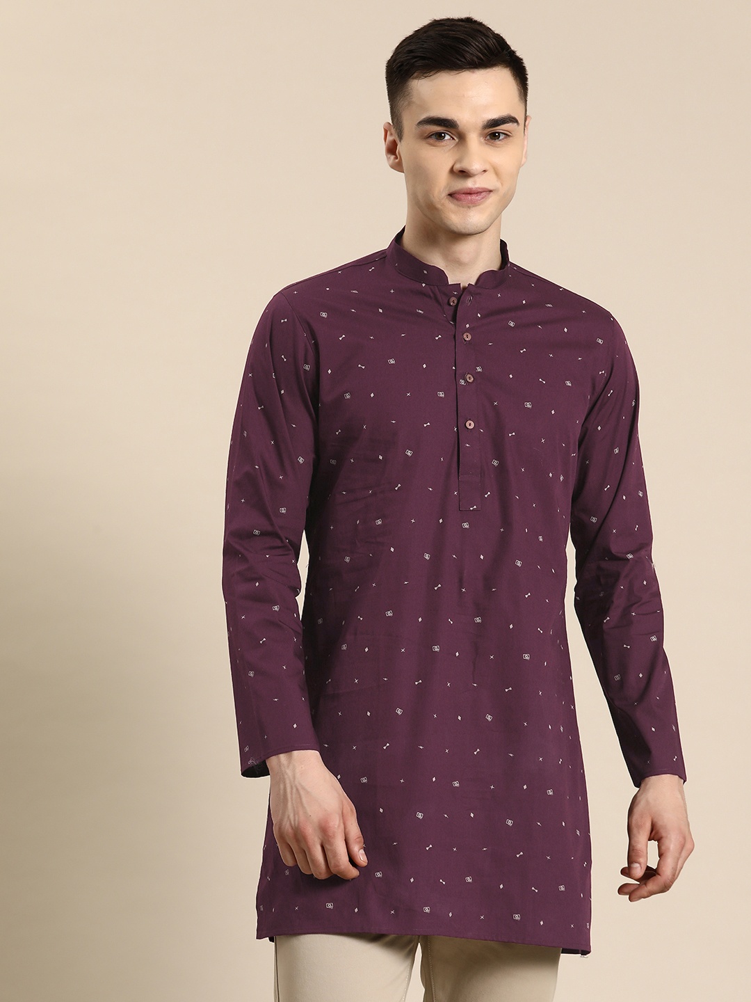 

Sayisha Men Abstract Printed Kurta, Burgundy