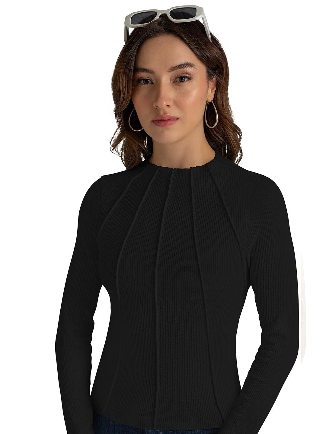 

BAESD Round Neck Fitted Top, Black