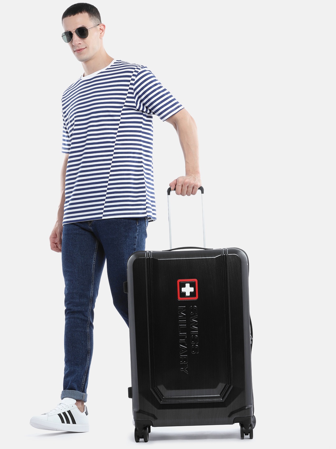 

SWISS MILITARY Sapphire 360 Degree Rotation Hard-Sided Large-Sized Trolley Bag 118 L, Black