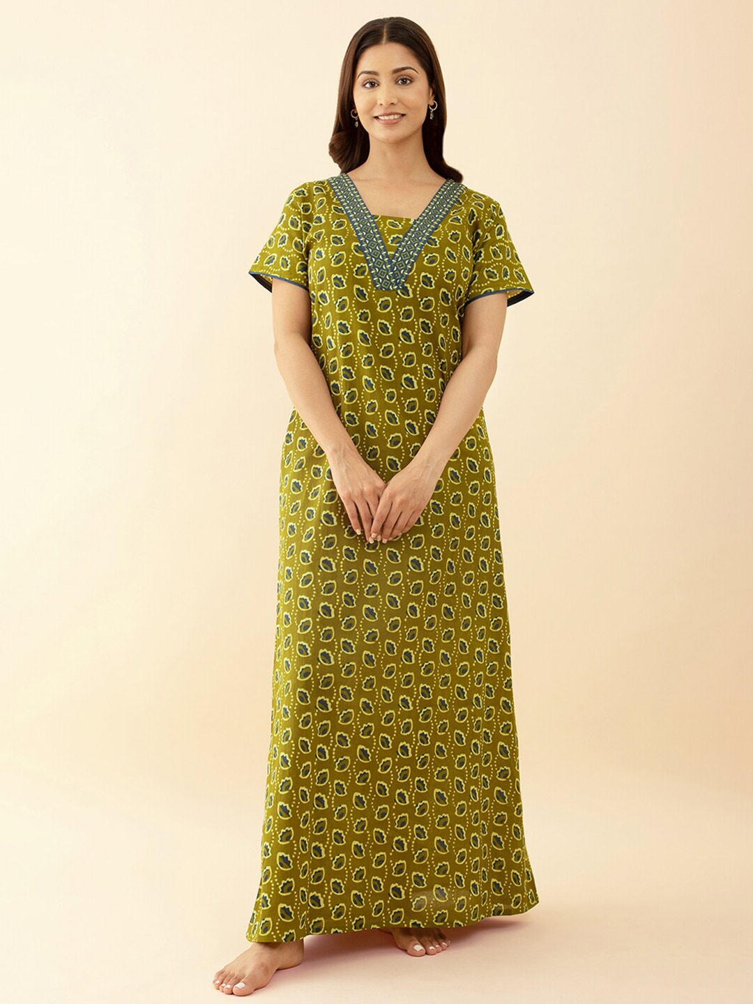 

Maybell Floral Printed Maxi Nightdress, Green