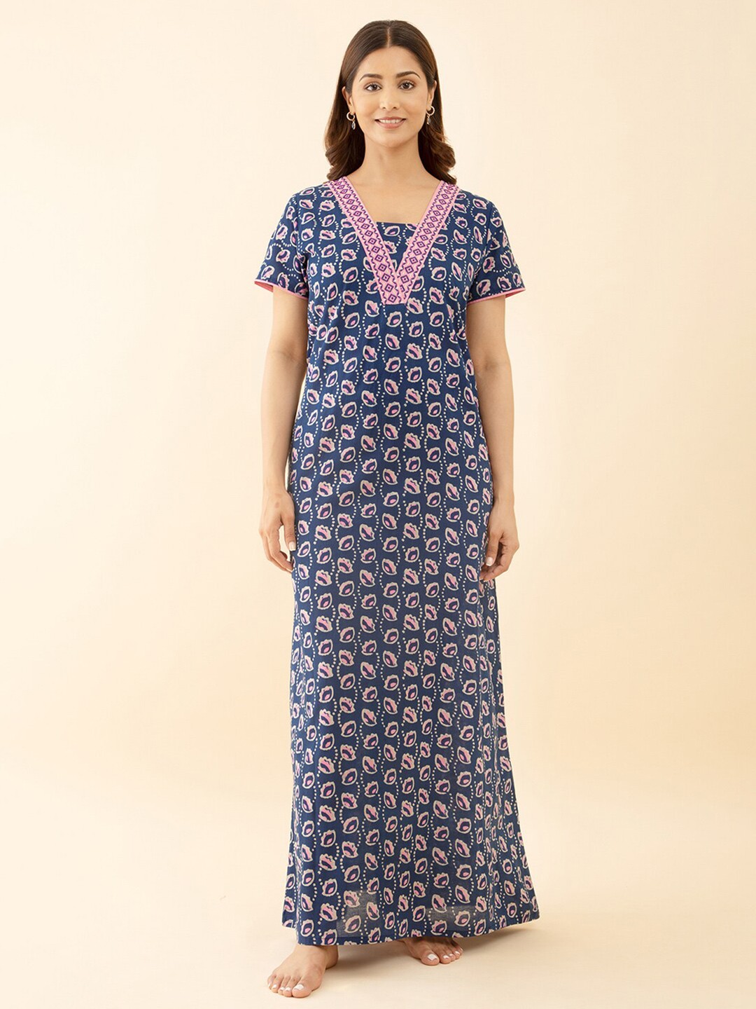 

Maybell Floral Printed Maxi Nightdress, Blue