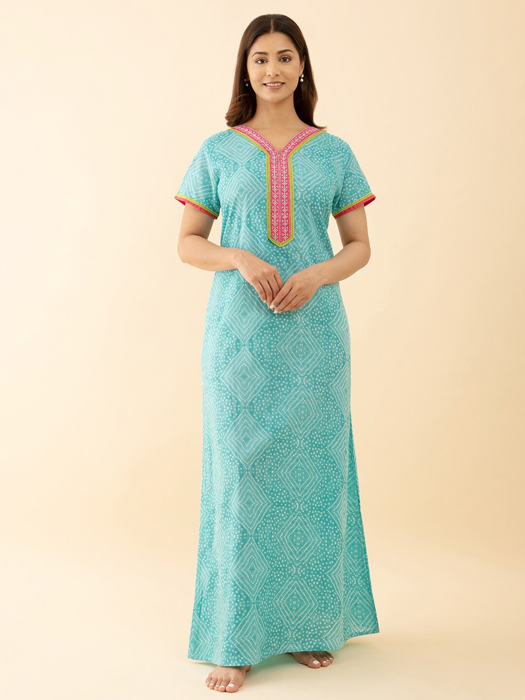 

Maybell Printed Cotton Maxi Nightdress, Blue