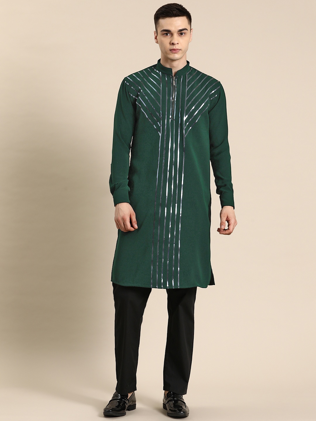 

Sayisha Men Striped Kurta, Green