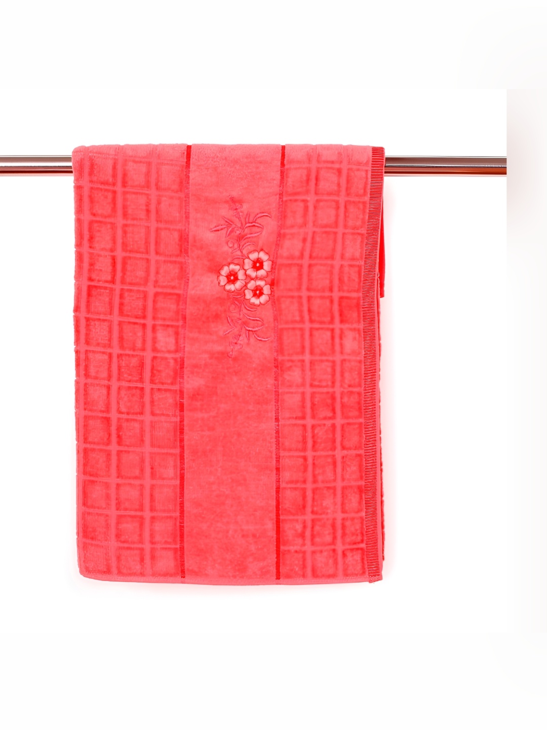 

HANDICRAFT PALACE Pink Striped 4 Pieces Terry Cotton 350 GSM Bath Towels
