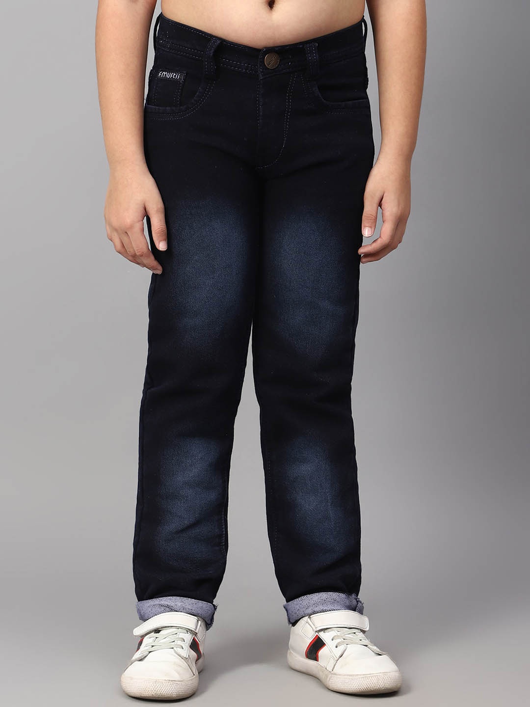 

BAESD Boys Mid-Rise Dark Shade Light Fade Clean Look Cotton Jeans, Navy blue