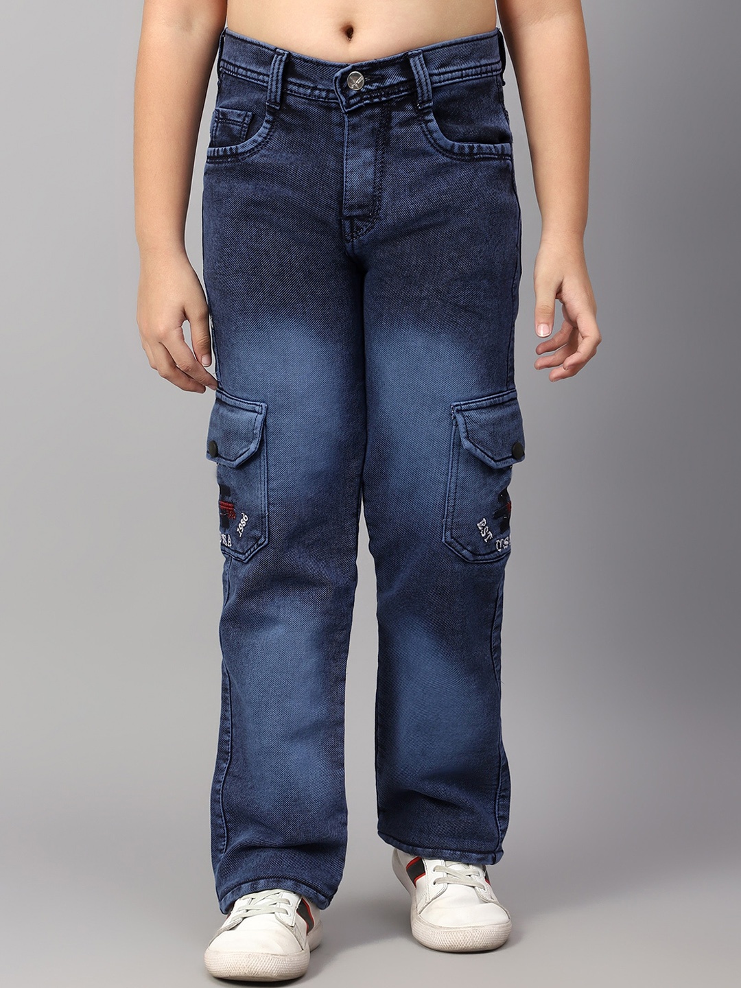 

BAESD Boys Mid-Rise Clean Look Light Fade Cotton Cargo Jeans, Blue