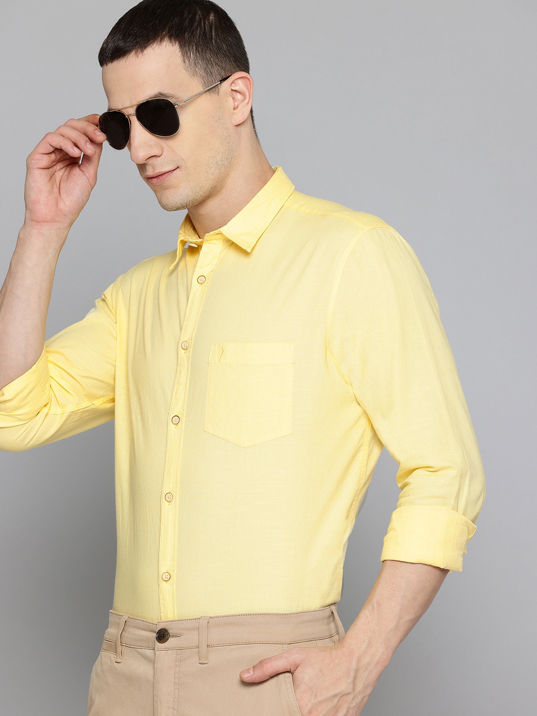 

Indian Terrain Pure Cotton Classic Casual Shirt, Yellow