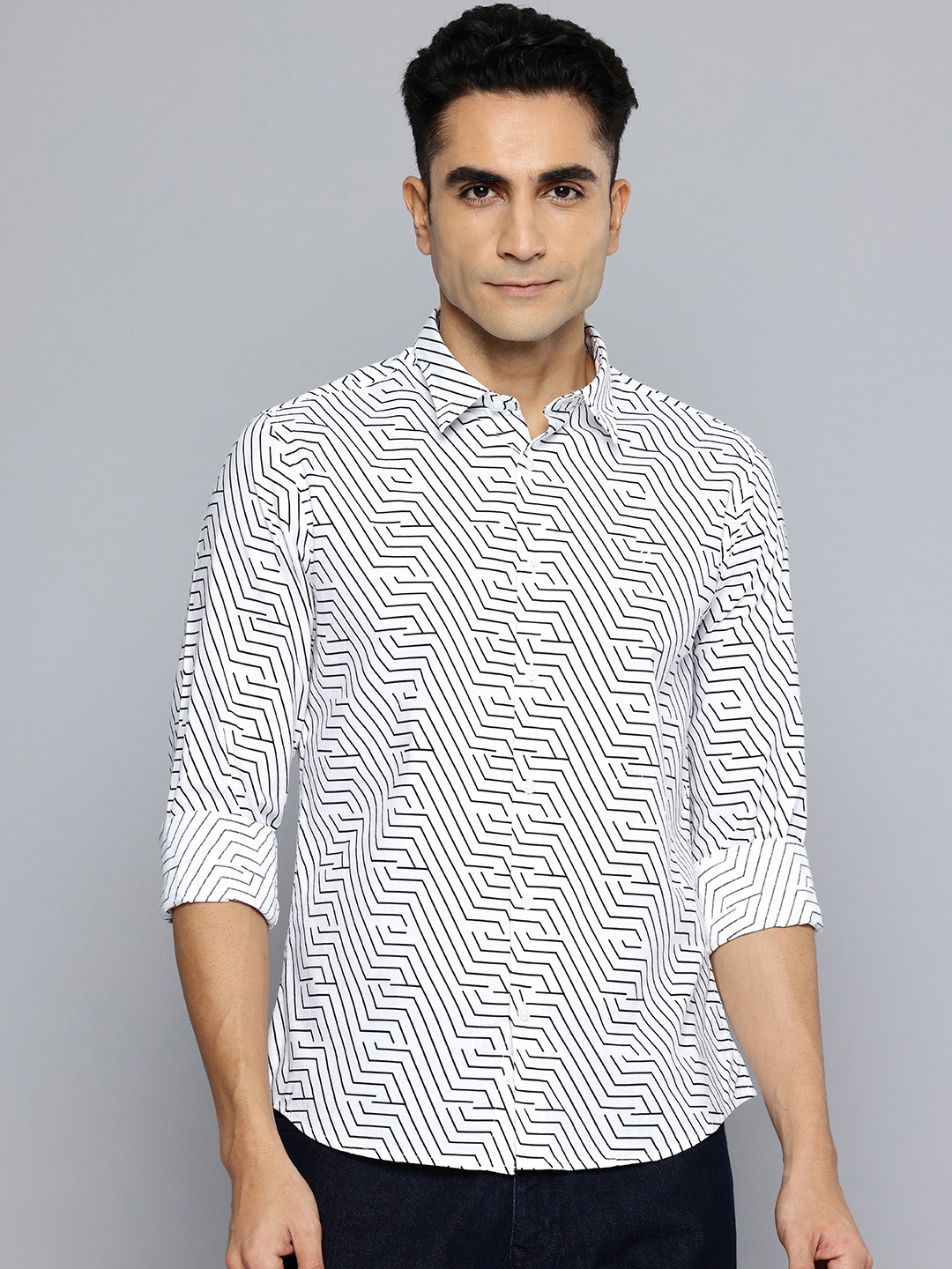 

Indian Terrain Printed Chiseled Pure Cotton Shirt, White