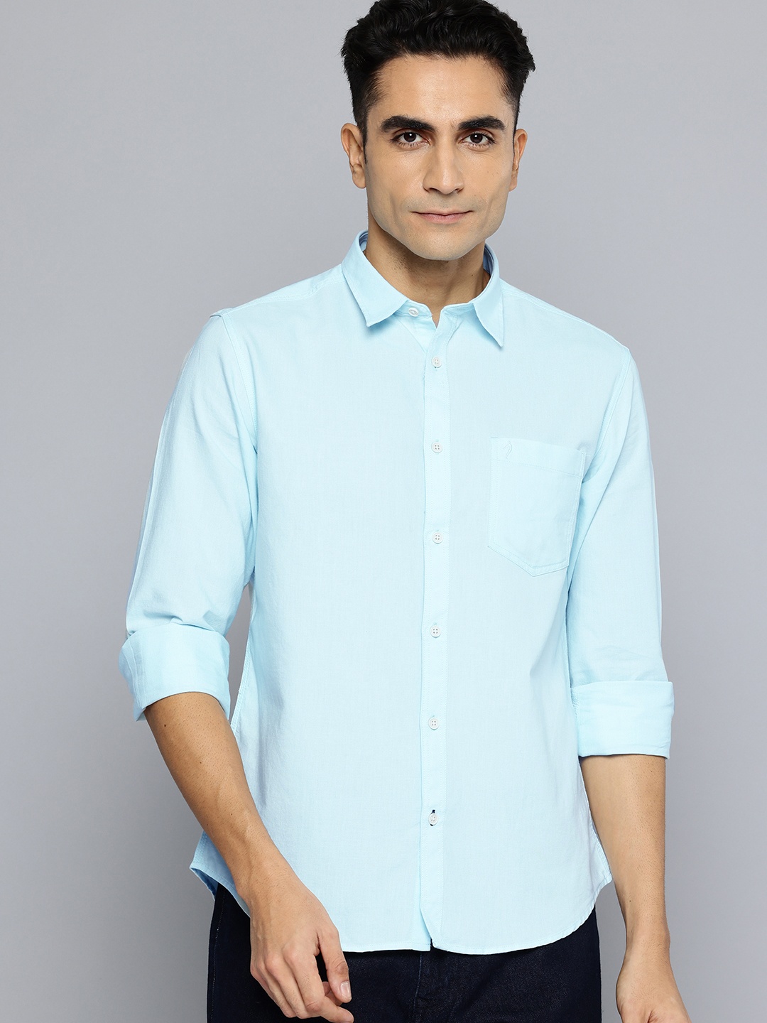 

Indian Terrain Classic Fit Pure Cotton Shirt, Sea green