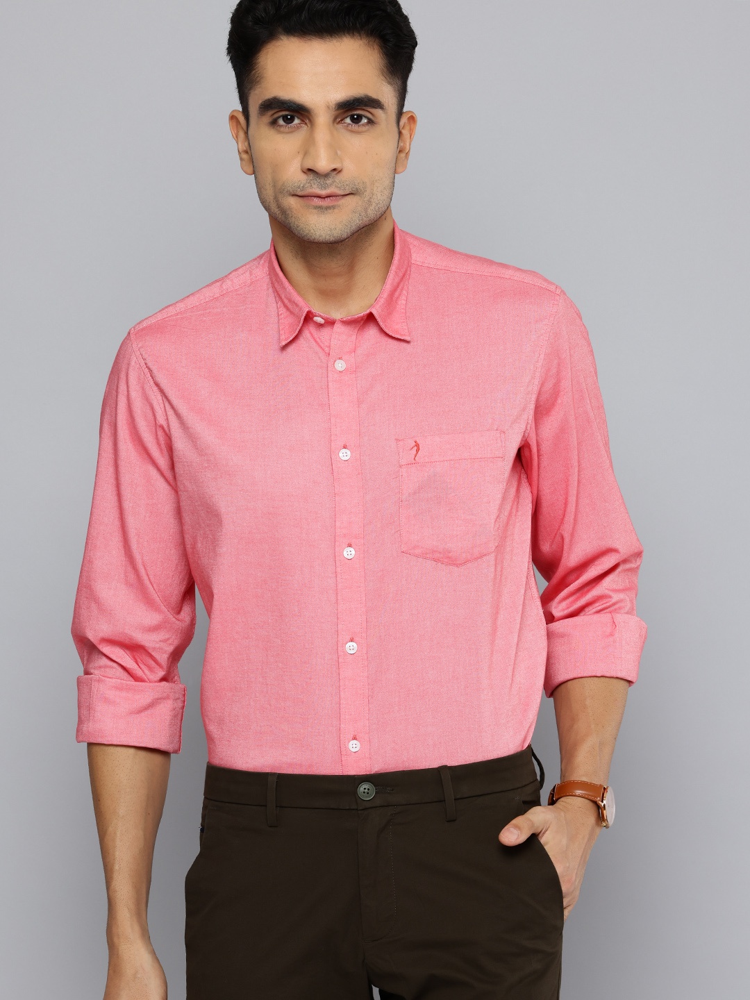 

Indian Terrain Classic Slim Fit Pure Cotton Casual Shirt, Pink