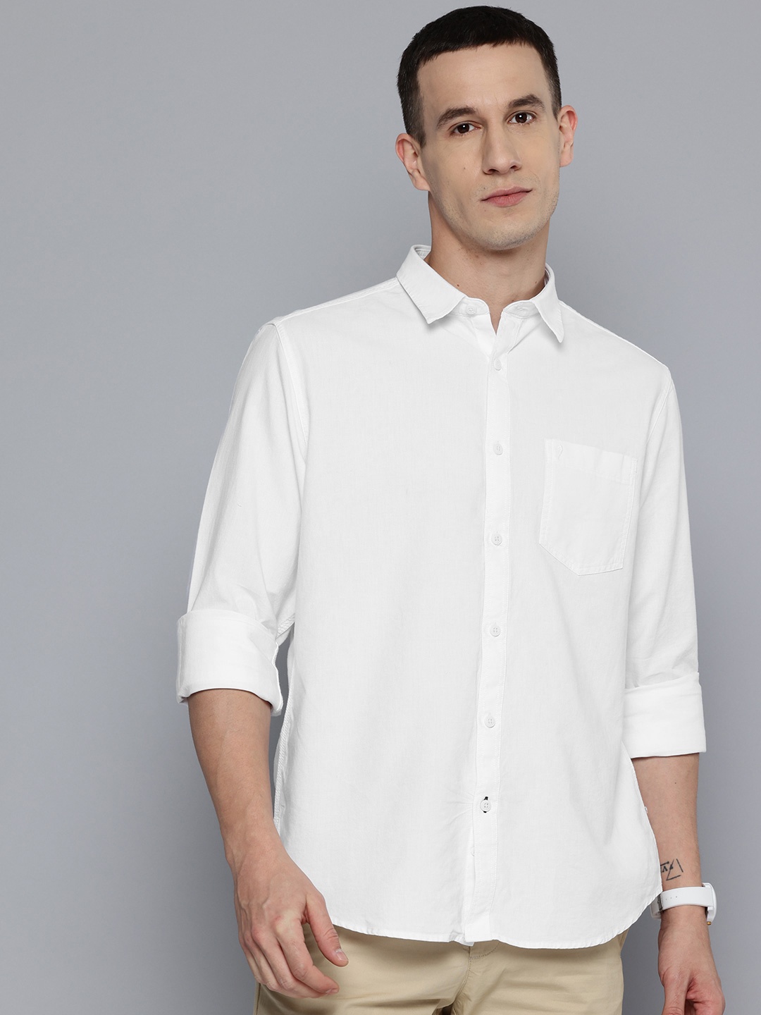 

Indian Terrain Classic Slim Fit Cotton Casual Shirt, White