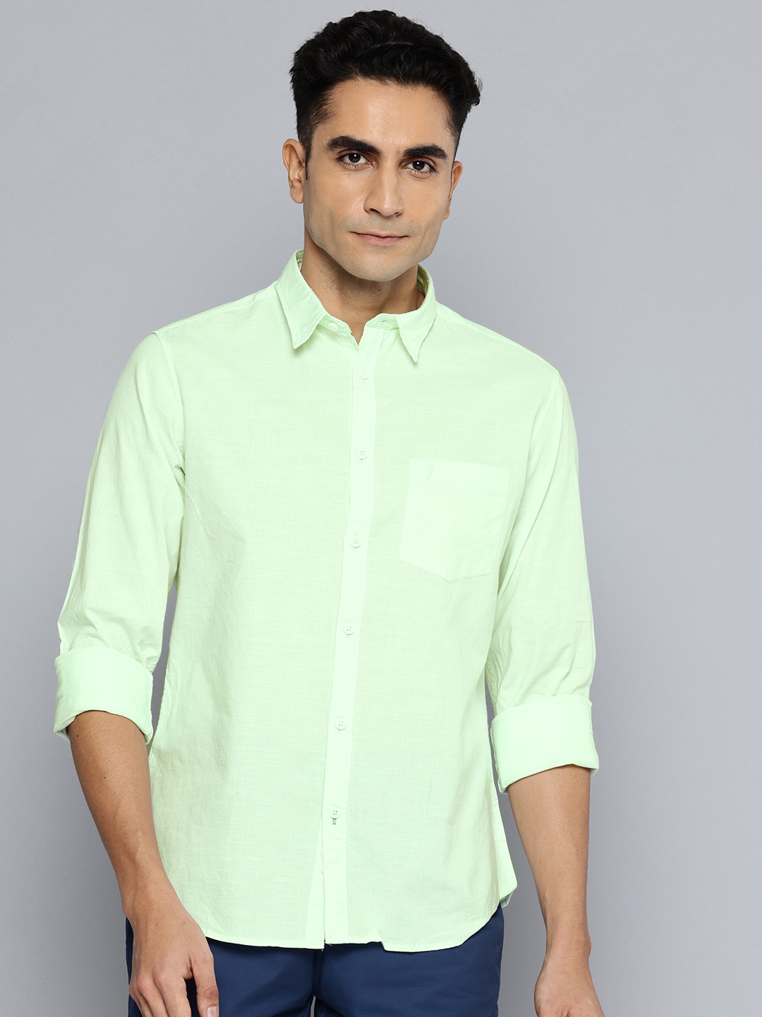 

Indian Terrain Classic Slim Fit Cotton Casual Shirt, Green