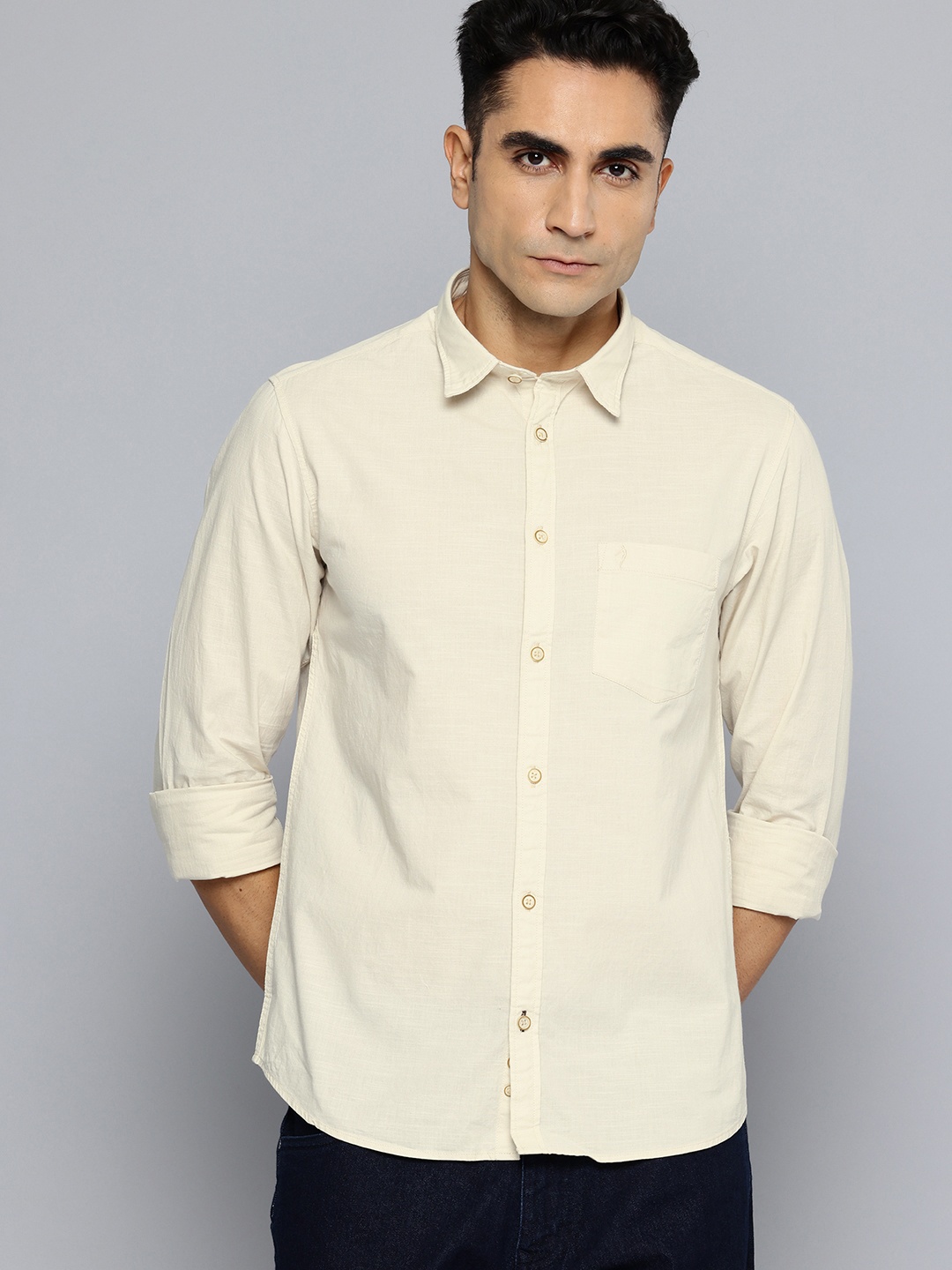 

Indian Terrain Pure Cotton Casual Shirt, Cream