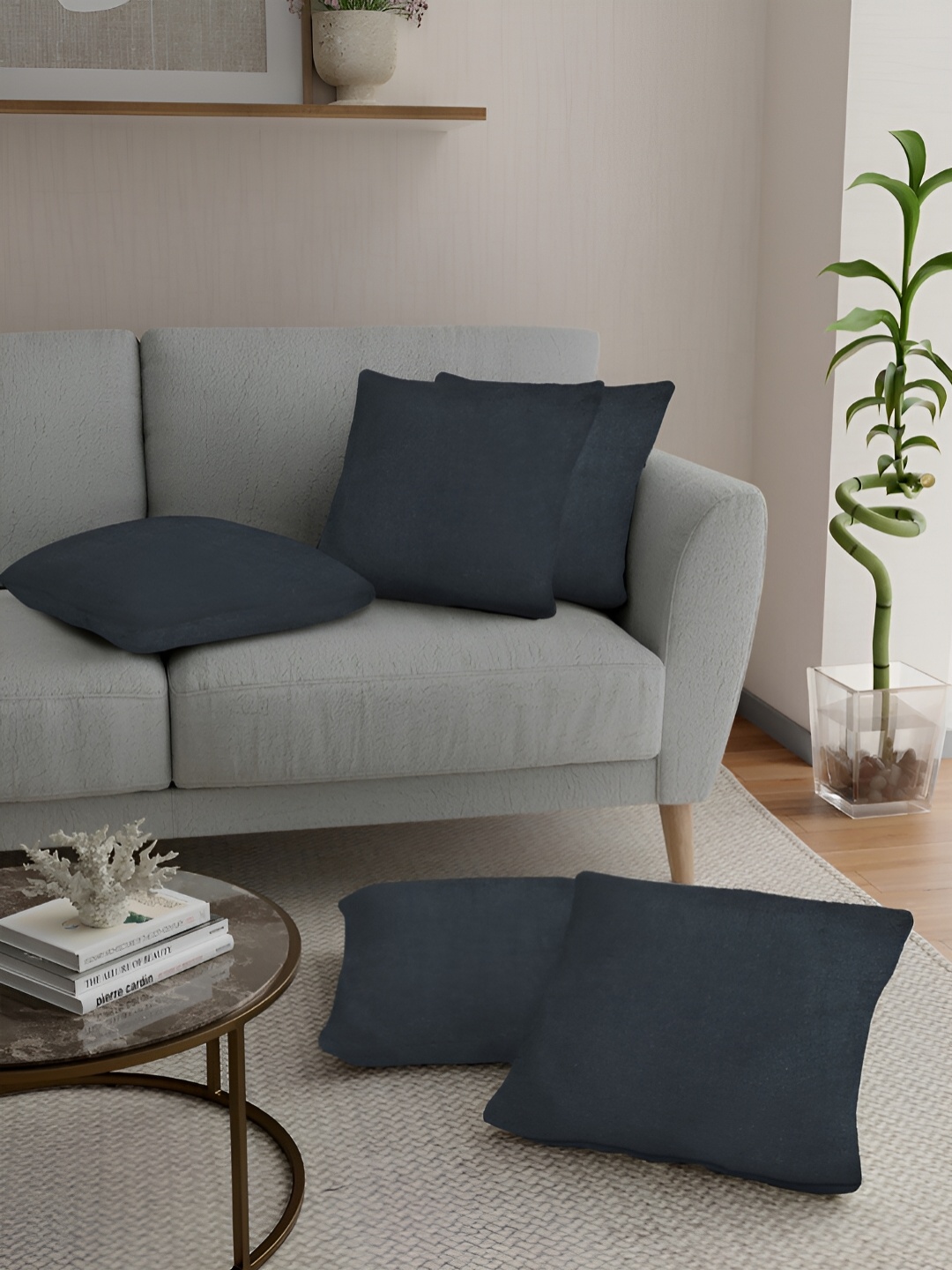 

FABINALIV Grey 5 Pieces Square Cushion Covers