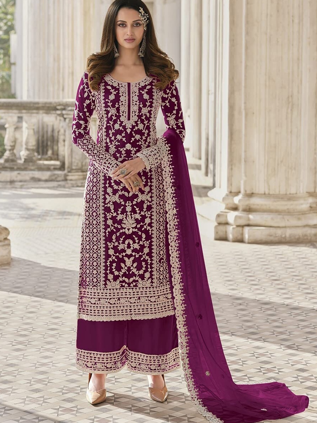 

Fashionuma Semi-Stitched Dress Material, Purple