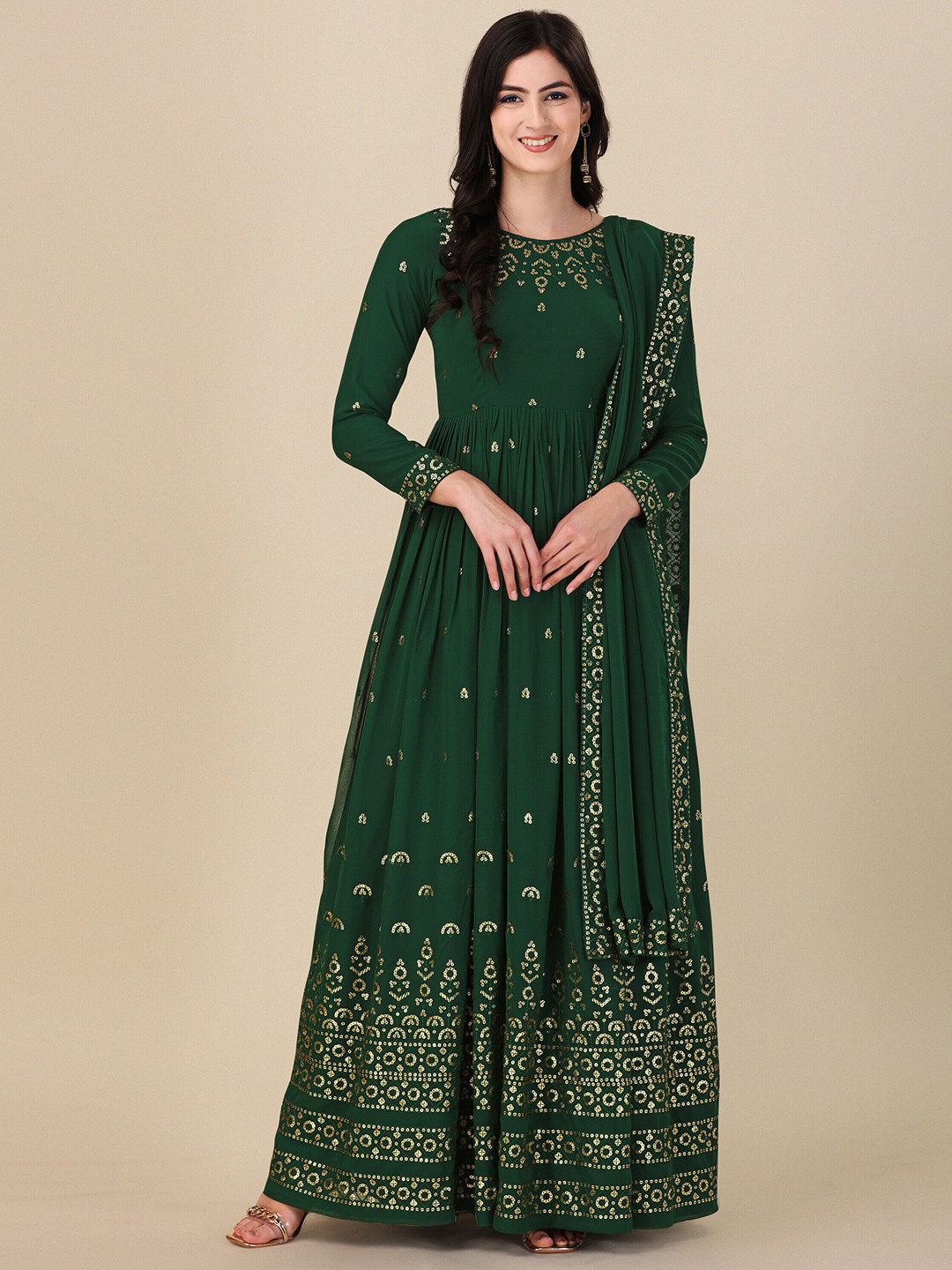 

Fashionuma Woven Design Semi-Stitched Dress Material, Green
