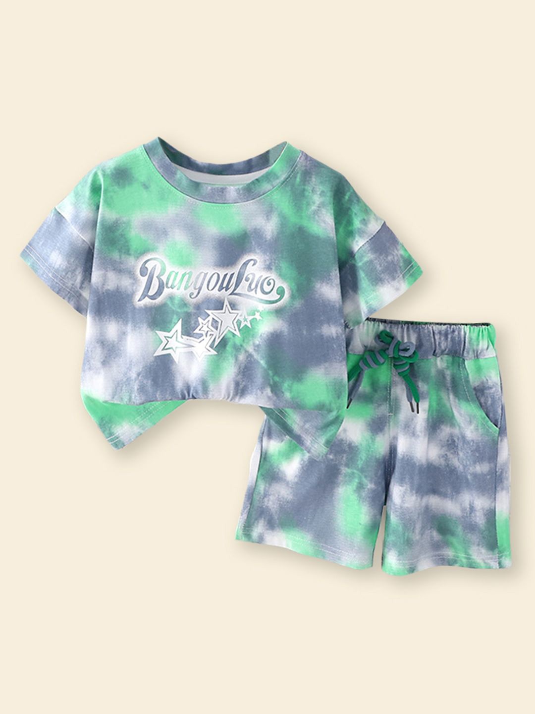 

INCLUD Boys Dyed T-shirt with Shorts, Green