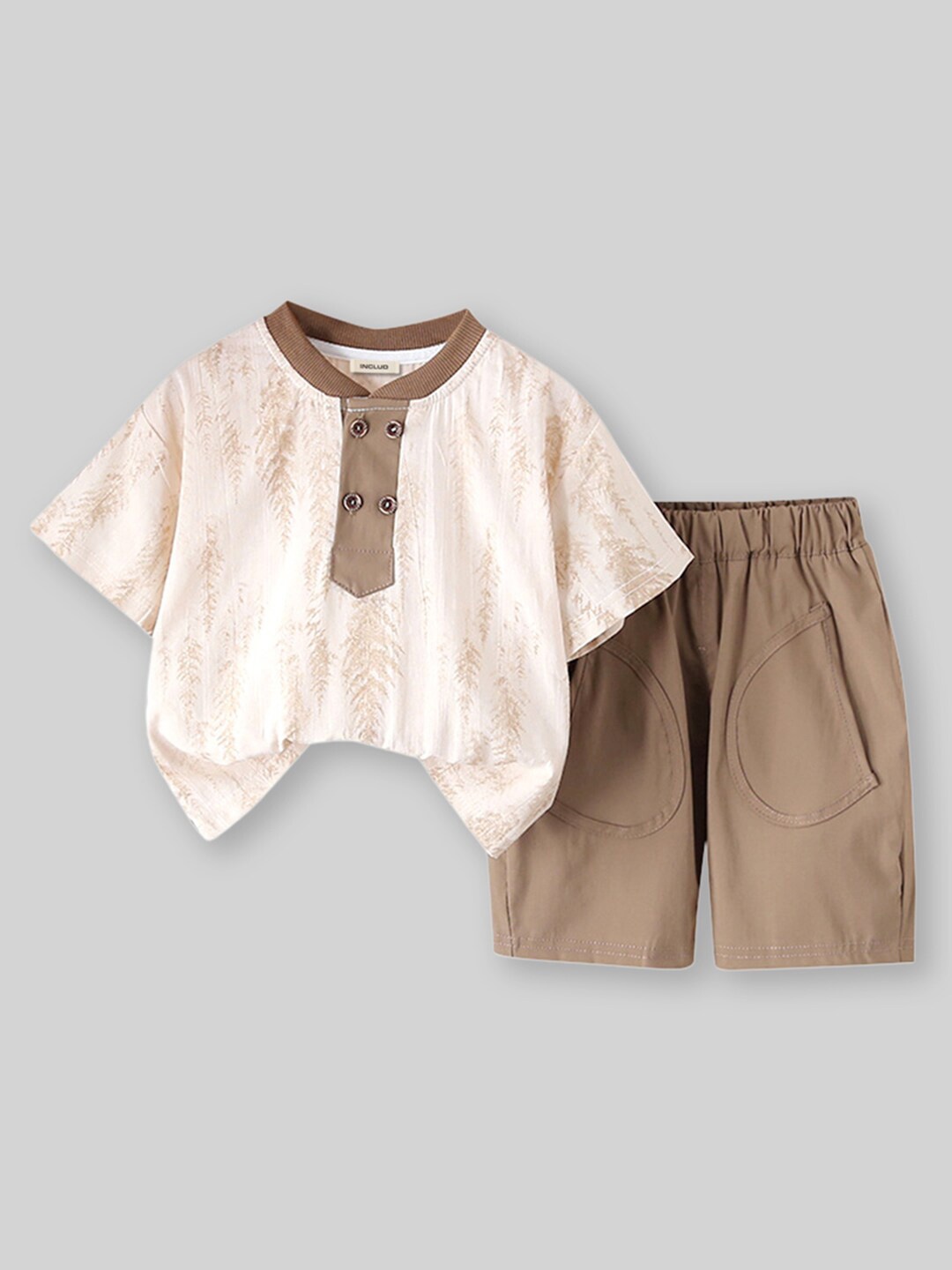 

INCLUD Boys Dyed T-shirt with Short, Brown