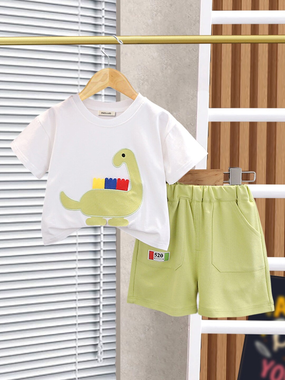 

INCLUD Boys Printed T-shirt with Short, White